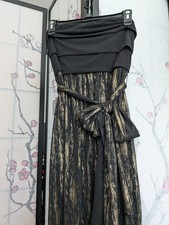 Jules & Jim Black Gold Maxi Dress Sleeveless Tie Flowy Light Size S with Straps