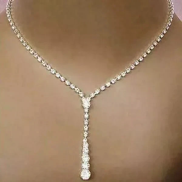 12CT Round Cut Lab Created Diamond Women's Tennis Necklace 14K White Gold Plated - Imagem 4 de 4