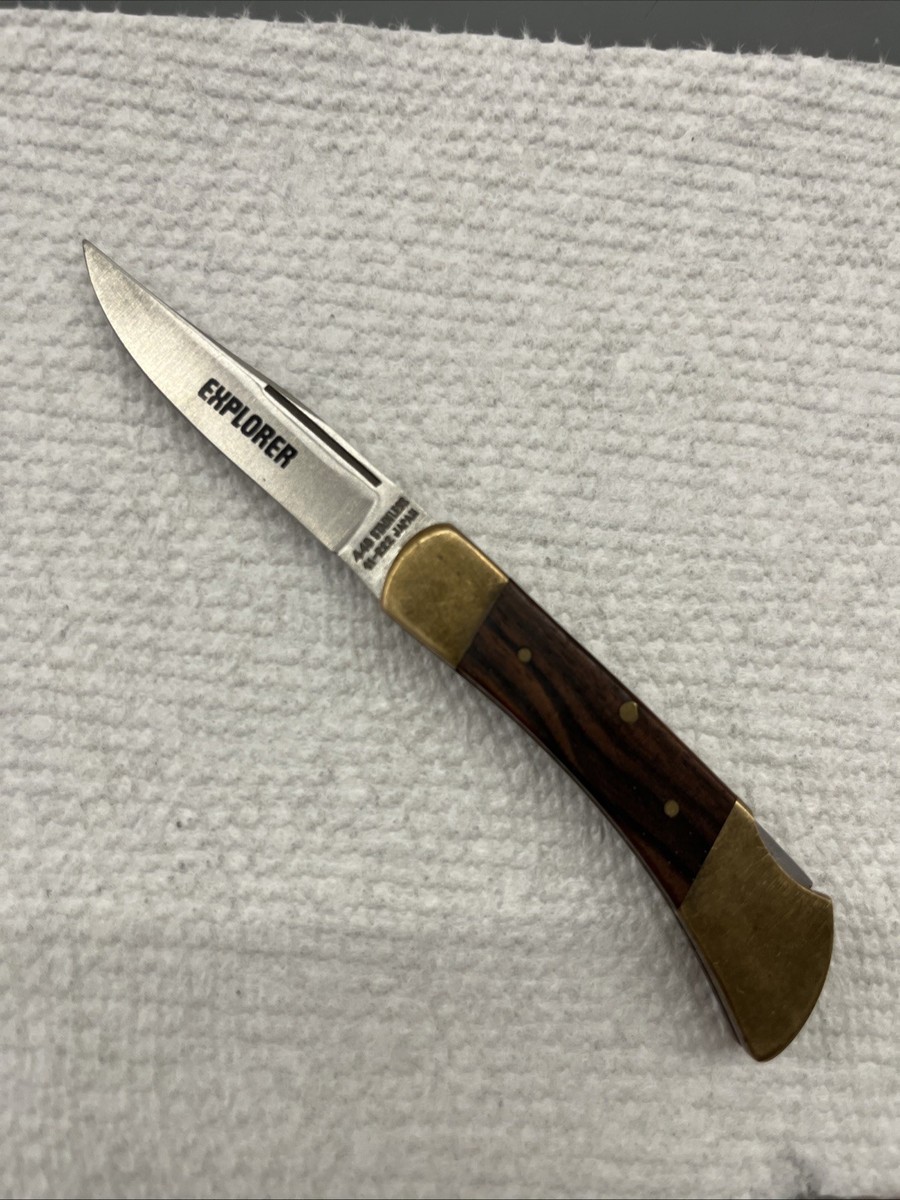 EXPLORER 11-222 Pocket Knife Japan VINTAGE 440 Stainless Wood