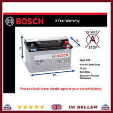 Battery fits PORSCHE 924 944 968 912 928 911 Bosch 100 640A 70Ah New