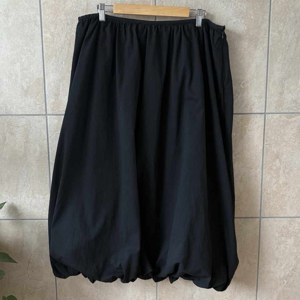 Lioness Black Bubble Hem Skirt Cotton Woven Elastic Waist Zip Closure Size L