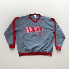 VINTAGE IU Indiana University Hoosiers Gray L/S Jacket Pullover Windbreaker