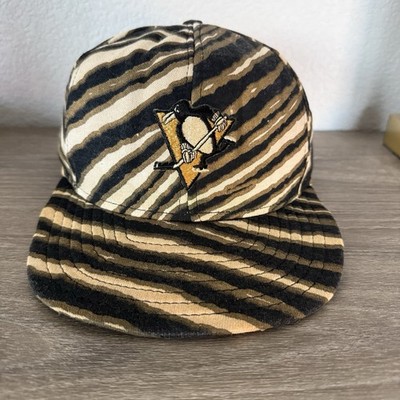 Vintage 90s Pittsburgh Penguins Zebra Print Snapback Hat   NHL AJD Nuzazz