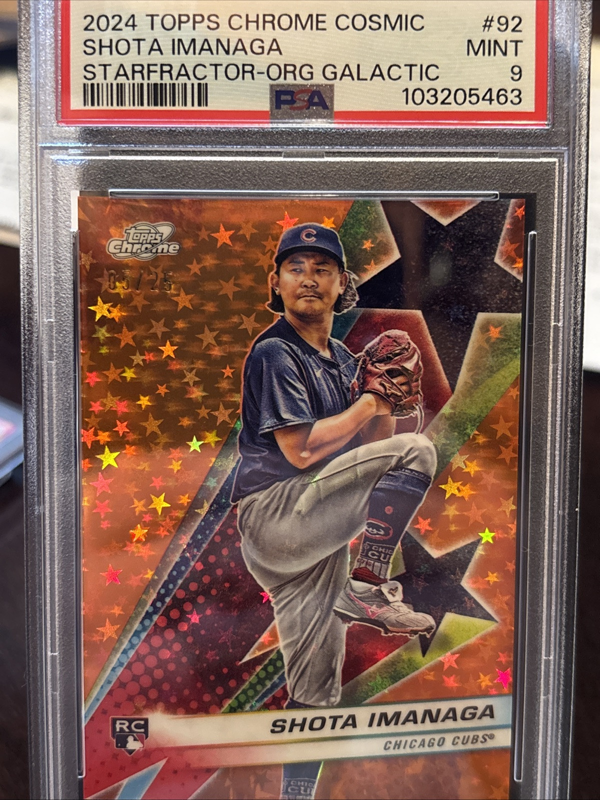 2024 Topps Cosmic Chrome Shota Imanaga Starfractor RC Orange /25 PSA 9 MINT #92