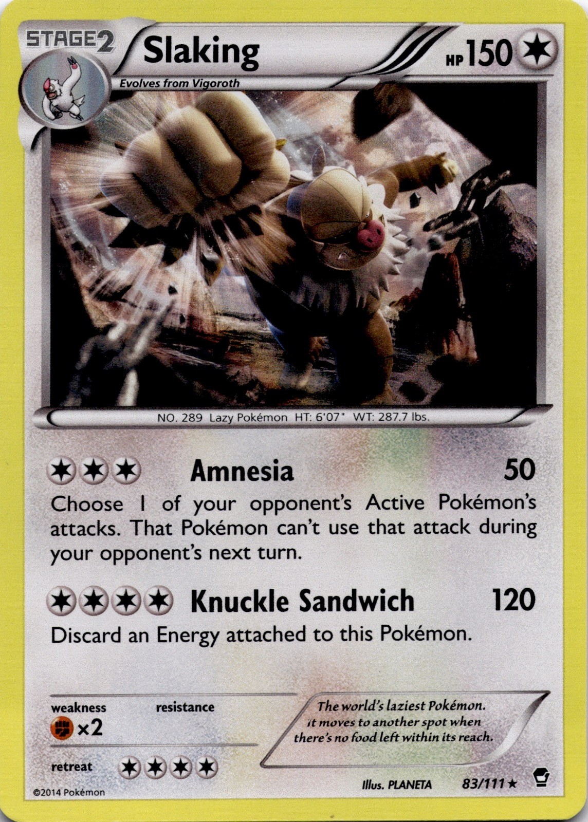 Slaking 83/111 Holo Rare Furious Fists Pokemon Near Mint