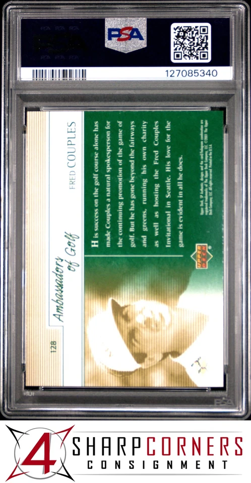 2001 SP AUTHENTIC GOLF #128 FRED COUPLES HOF POP 2 PSA 10 - Image 2 of 3