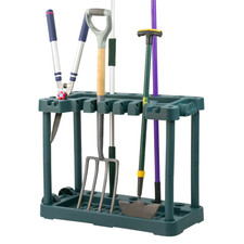 GARDEN TOOL STORAGE RACK WITH WHEELS ORGANISER FOR SHED HOLDER TIDY FREESTANDING
