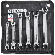 6x TECPO BREMSLEITUNG SCHLÜSSEL 8-19mm RINGSCHLÜSSEL SATZ OFFENER RING SCHLÜSSEL