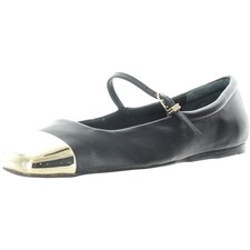 DOLCE VITA Women's Reyes Toe Cap Ballet Flat, Black, 7.5