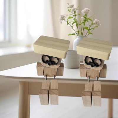 Wackelnder Holzmann Figure - Handgemachte Desktop Deko Für Auto-Armaturenbrett & Schreibtisch