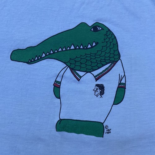 VTG 80’s Lacoste Funny parody Men’s L Shirt Alligator Single Stitch Blue - Picture 2 of 7