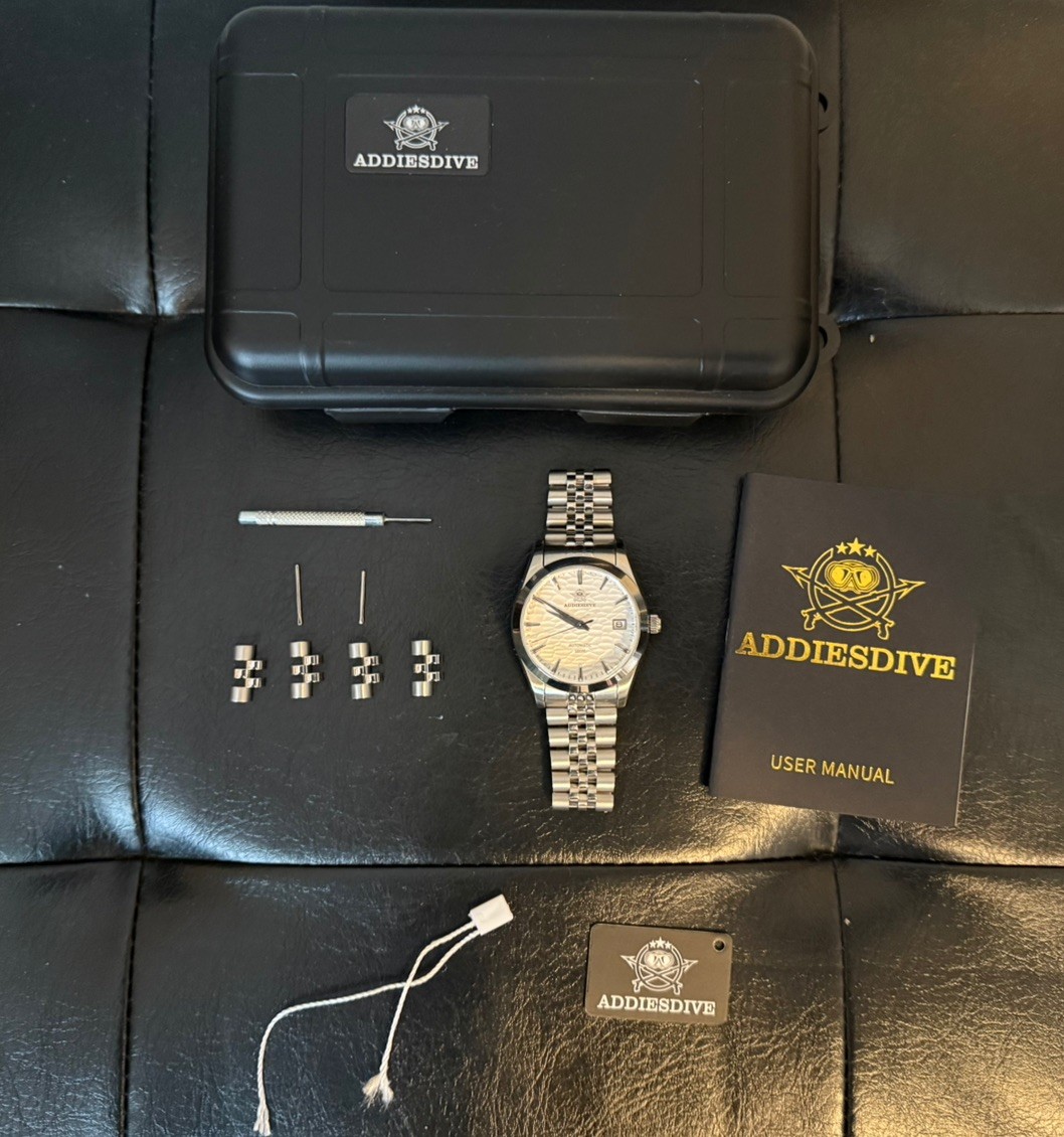 ADDIESDIVE AD2118 Automatic Mechanical Dress Watch - white sand dial