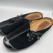 Natural Soul By Naturalizer Comfort Fanner Black Suede Slip-on Mules Womens 8.5M