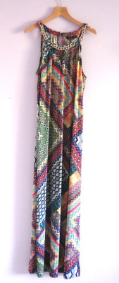 Mlle Gabrielle Dress XL Maxi Geometric Print Necklace NWT Elegant