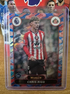 Chris Rigg 2025-26 Topps Merlin Battle of Britpop Wave Refractor RC 65/95