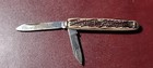 Used 2 Blade Folding Pen Knife/ Faux Stag Handle — photo 1