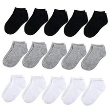 15 Pcs Kids Socks for Boys Girls Half Cushion Low Cut 6-8 Years Multi01