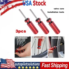 3Pc Car Auto Screwdriver Valve Stem Core Remover Tire Tube Installer Repair Tool