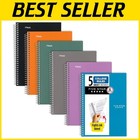 Vibrant 5 Subject Spiral Notebooks with Soft Cover – College Ruled, Eco-Friendly