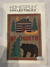 Homespun Collectibles UP NORTH Bear And Cabin Cross Stitch Pattern