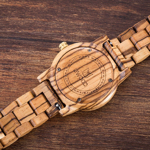 Orologi Da Polso in Legno Uomo Donna, Peso Leggero 40G Disegno Rotondo Di 40 Mm - Foto 3 di 12