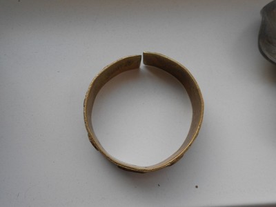 Bracelet Vintage Jonc En Cuivre/Laiton - Émail - Signé PIPP - Occasion