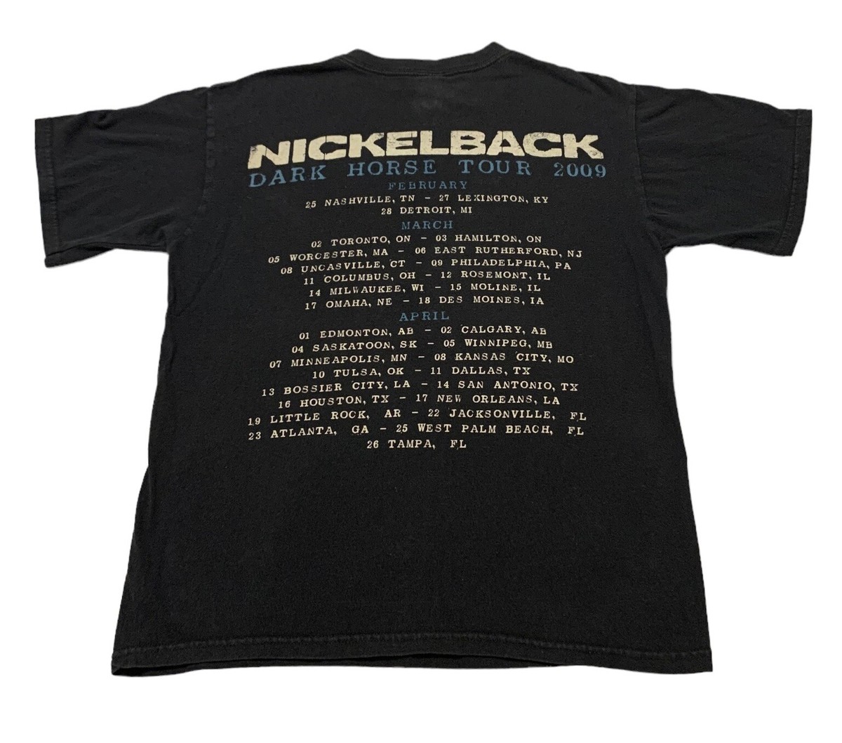 Nickelback Dark Horse Tour 2009 Concert Tour Double Sided Black T