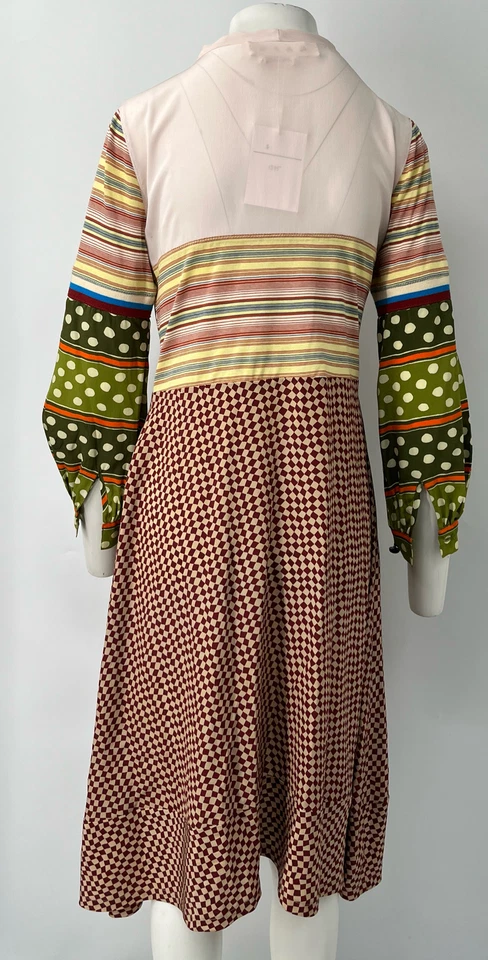 Marni ALTERED Multicolor Printed Pussy-Bow Long Sleeve Knee-Length Dress sz 40 - Image 3 of 4