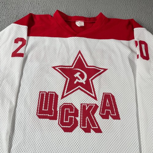 Vintage 90s CCM Russia CCCP Hockey Jersey 2XL Vladislav Tretiak #20 White USA - Bild 6 von 11