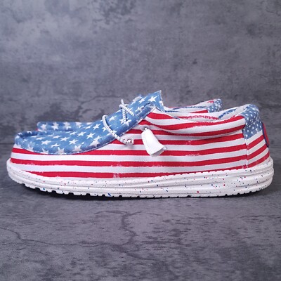 HEY DUDE Wally Patriotic Stars and Stripes Mens Shoes Size 9  display picture 2