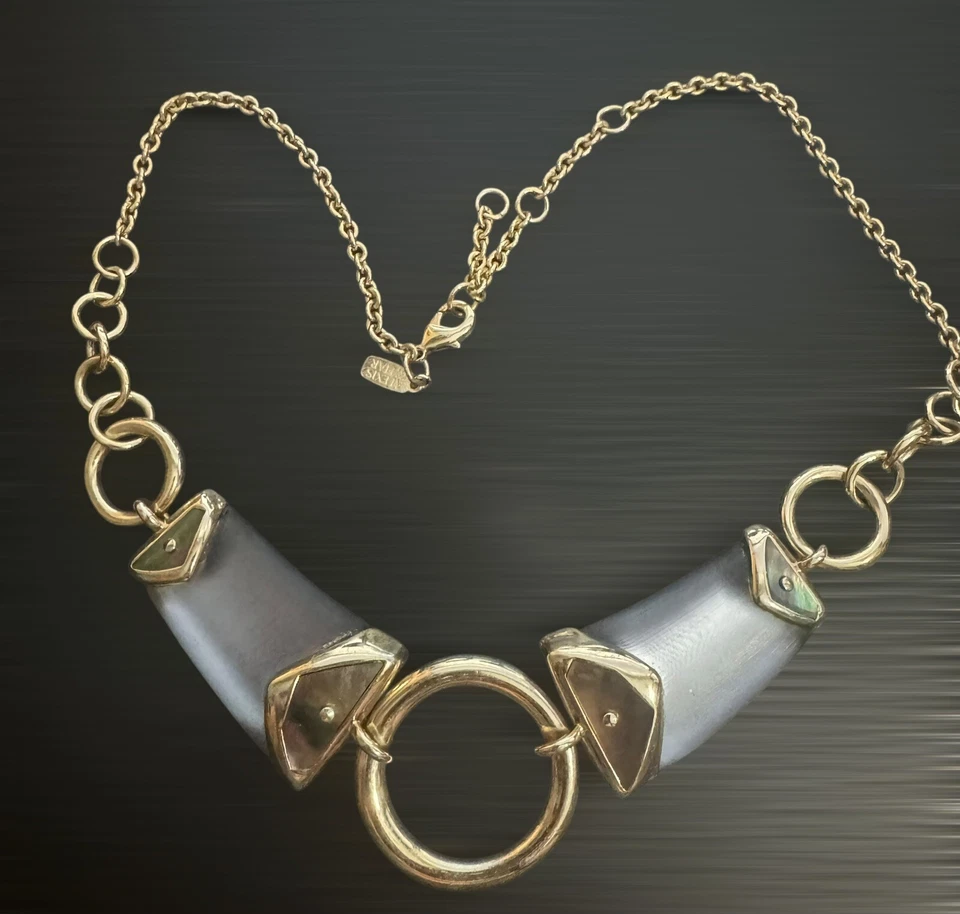 ALEXIS BITTAR GARGANTILLA/COLLAR LUCITE AZUL ESMERILADO TONO DORADO Foto 3 de 4