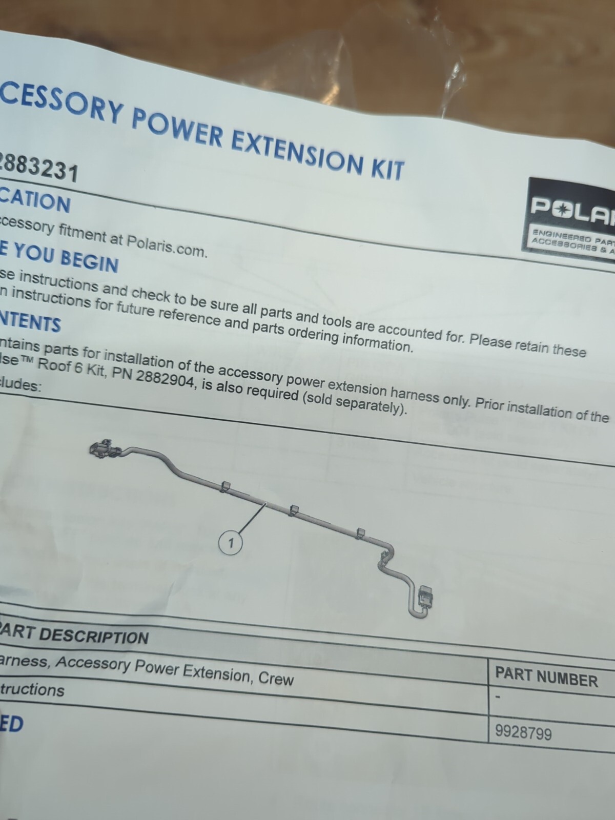 2019-2023 POLARIS 2883231 RANGER 1000 K-ACCY EXT CREW XP CREW EXTENSION ...