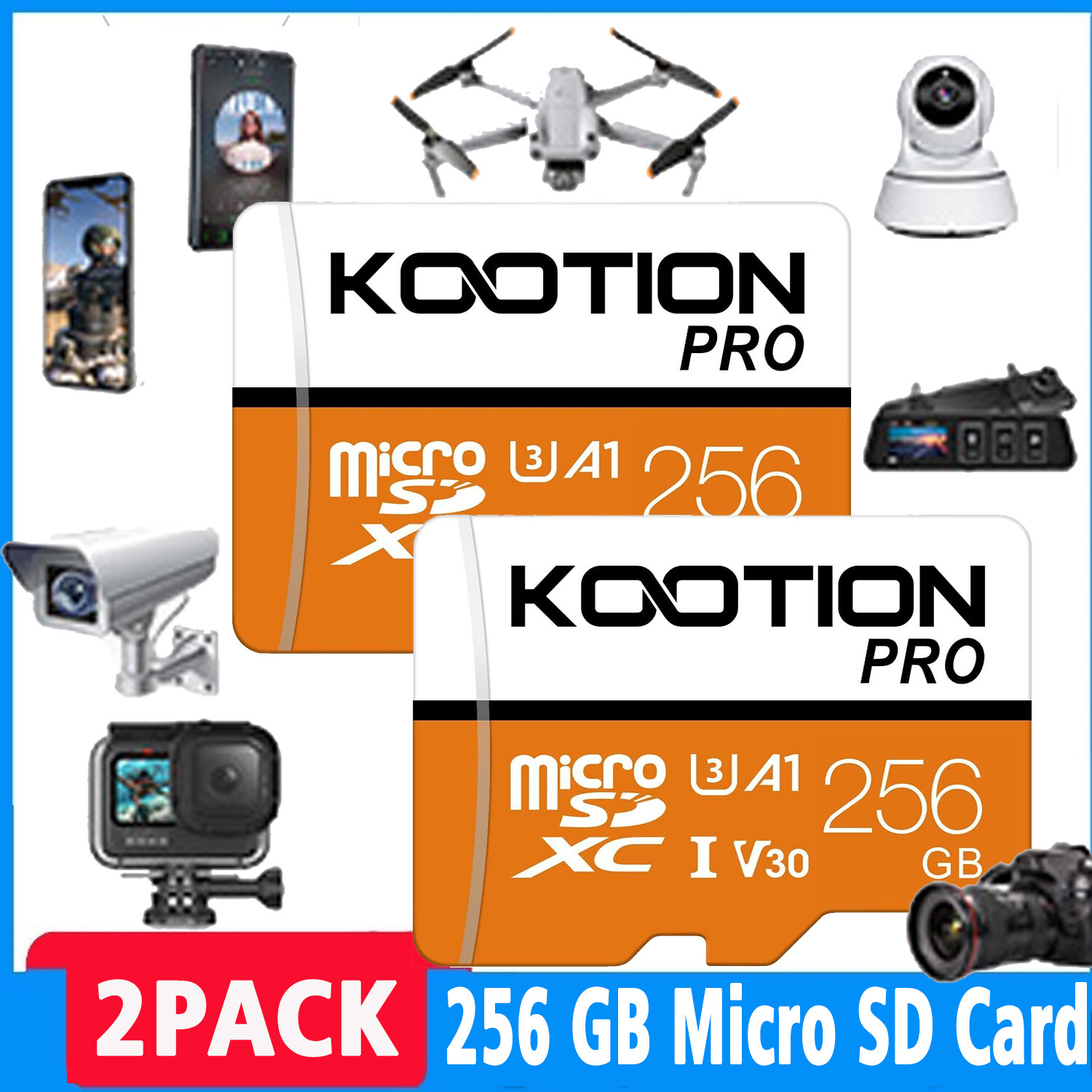 2PCS 256GB Micro SD Card Micro Card Memory Card Storage Card For Camera Drone-image