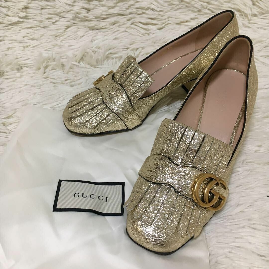 GUCCI Middle Heels GG Marmont Pumps Loafers Size 36 Gold | eBay GUCCI Middle Heels GG Marmont Pumps Loafers Size 36 Gold | eBay