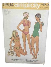 Simplicity 5694 Vintage Pattern '70's Misses Set of Bathing Suits Size 8 Uncut