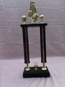 22" Wood / Plastic Basketball Sports Trophy 1992 Purple / Gold Holo No Name Plat