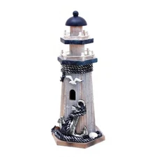 Wooden Lighthouse High Nautical Themed Rooms Home Decor (Seabird & Anchor)