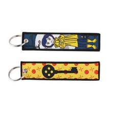 Coraline Horror Movie Button Key Embroidered Double Sided Key Tag Keychain