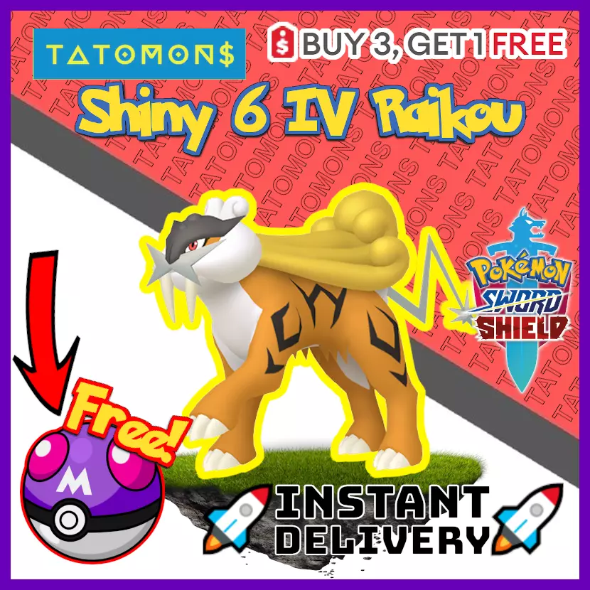 POKEMON SWORD and SHIELD ✨SHINY✨ Raikou w/ Best IVs. Any held item