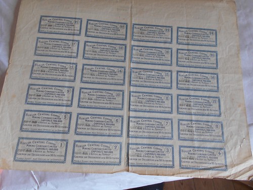 Certificado de acciones vintage bonos acciones Huelva central minería cobre 1906 - Imagen 6 de 6