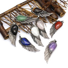 Ciondolo Chakra Gemma Cristallo Angelo Ala Fortuna Energia Reiki Guarigione Amuleto Regalo