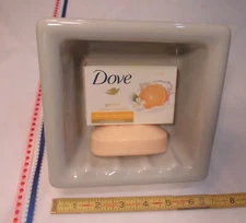 Ceramic New Stock...full Recessed Soap Dish...with Glossy *Slate Gray* Color 