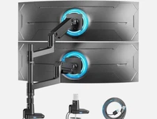 ARES WING Dual Monitor Arm for Ultrawide Heavy Duty Curved Monitor Stacking