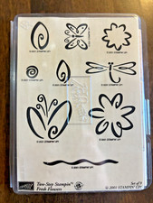 2001 Stampin Up Set Of 9 Two-Step Stampin Fresh Flowers Unmounted Stamps Crafts