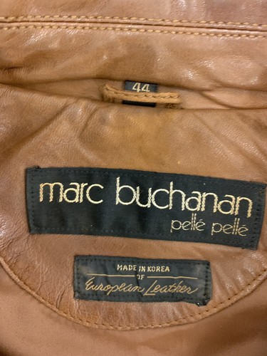 Marc Buchanan Pelle Pelle Brown Leather Motorcycle Jacket Suede Accents Size 44 - Picture 2 of 12