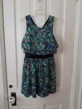 Princess Vera Wang Sleeveless Floral Dress w/ Mesh Stomach Panel Juniors Size 7