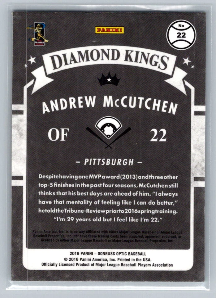 2016 Donruss Andrew McCutchen Pittsburgh Pirates #22 - Image 2 of 2