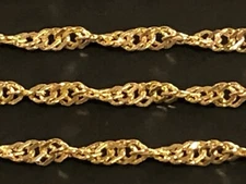 14K Solid Yellow Gold 2.15mm Singapore Chain Diamond Cut Twisted Necklace 16-24”