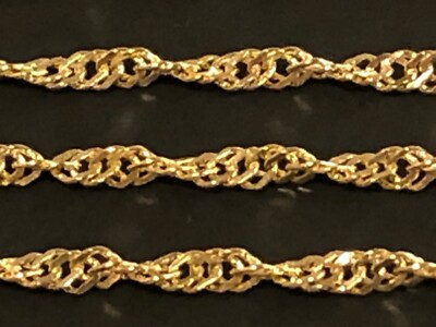 14K Solid Yellow Gold 2.15mm Singapore Chain Diamond Cut Twisted Necklace 16-24 