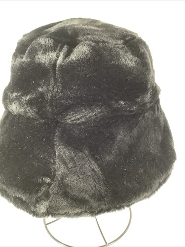 Women’s Jet Black Faux Fur Bucket Lined Winter Hat~O/S~ Made In The USA - Picture 5 of 15